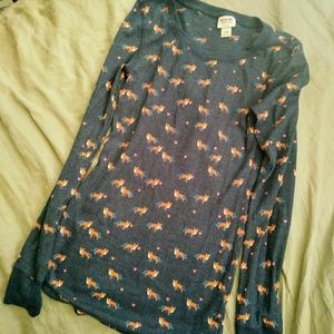 Mossimo navy long sleeve top with fox print